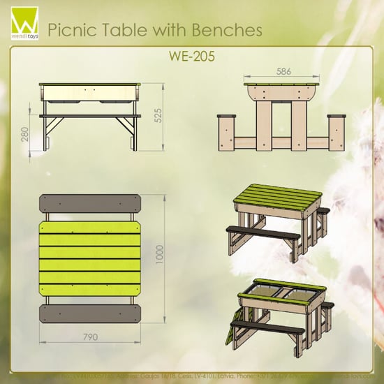 Wendi Toys Multifunctionele robuste picknicktafel voor kinderen met zandbak en waterbak - - Image 2