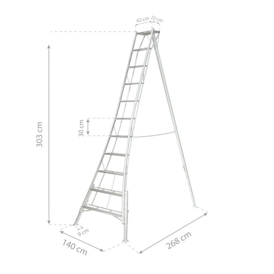 Niwaki Driepoot tuinladder 330 cm verstelbaar/ snoeiladder tripod ladder - Image 5