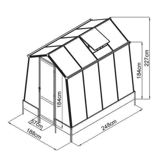 Westmann Aurora 68 tuinkas met fundering antraciet 248x188 cm - Image 3