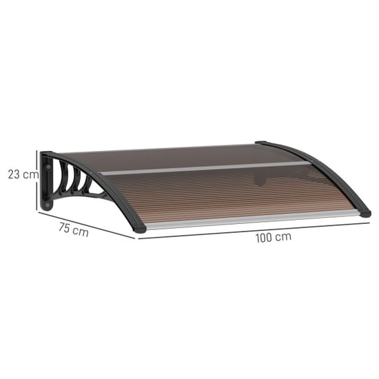 4goodz Deurluifel afdak 80x120 cm overkapping polycarbonaat bruin - Image 2