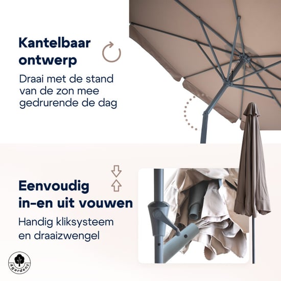4gardenz ® parasol rond 300 cm met volant kantelbaar - - Image 3