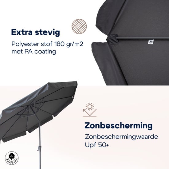 4gardenz ® parasol rond 300 cm met volant kantelbaar antraciet - Image 3