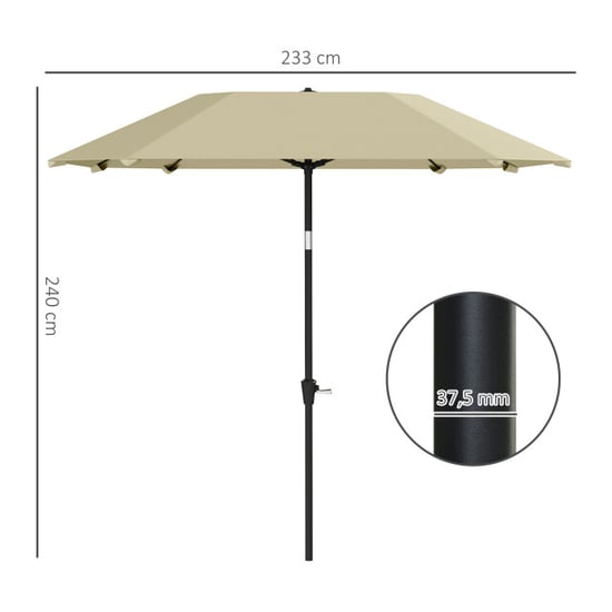 4goodz Outsunny parasol 233cm vierkant kantelbaar aluminium buis, glasvezel - Image 3