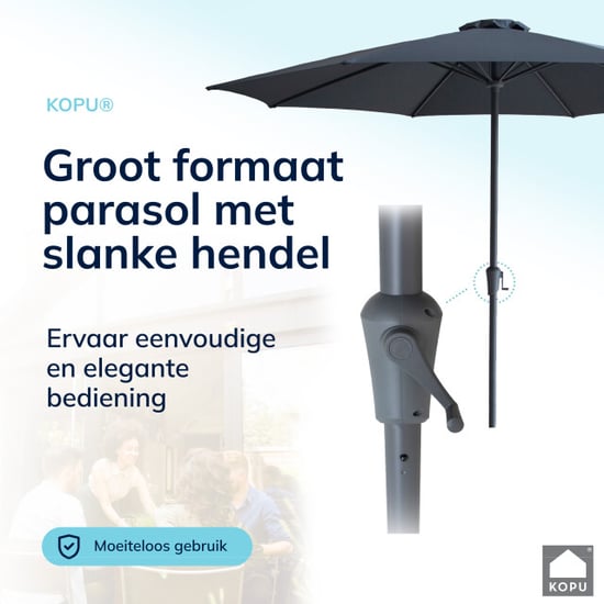 Kopu ® madrid 350 cm grote parasol rond met beschermhoes grijs - Image 2
