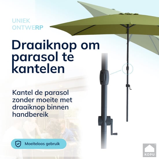 Kopu ® sevilla parasol rechthoek 200x300 cm met hoes balkonparasol olijf - Image 2