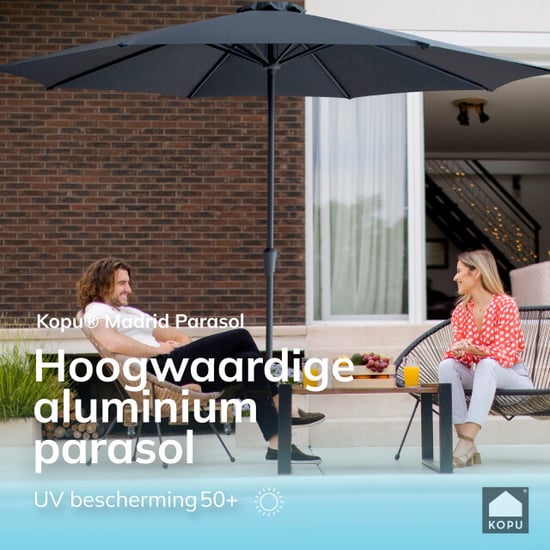 Kopu ® set madrid 350 cm grote parasol rond met beschermhoes en parasolvoet - - Image 4
