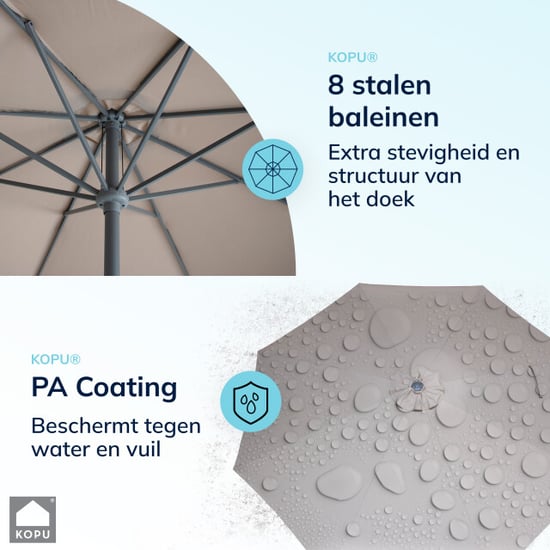 Kopu ® set madrid 350 cm grote parasol rond met beschermhoes en parasolvoet - - Image 4