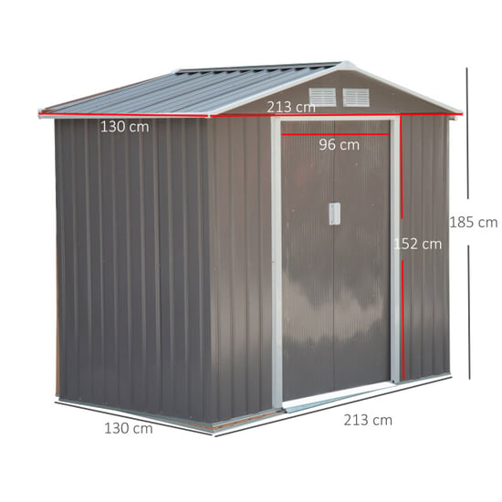 4goodz Outsunny gereedschapsschuur metaal 127x213x185 cm - - Image 3