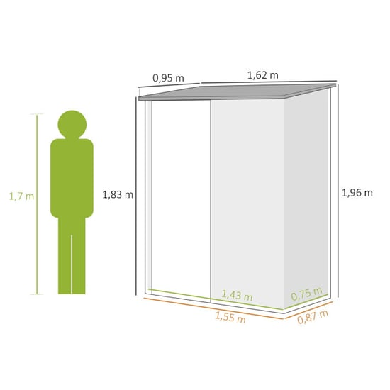 4goodz Outsunny stalen tuinkast balkonkast 100x103x160 cm - - Image 2