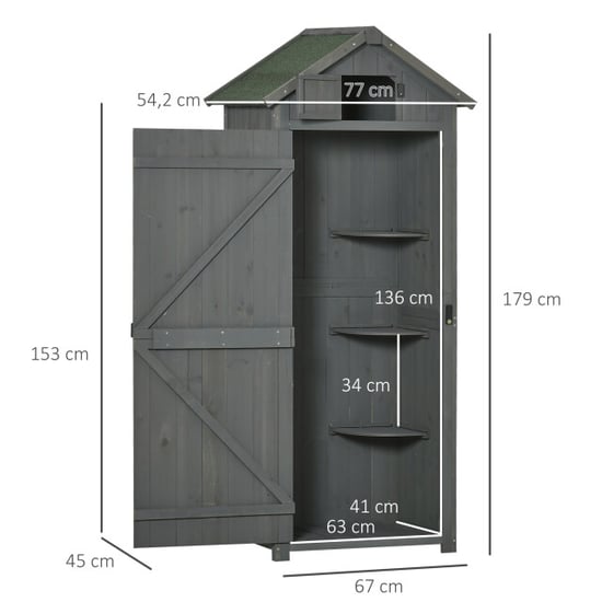 4goodz Outsunny gebeitste tuinkast houten berging 182cm - - Image 5
