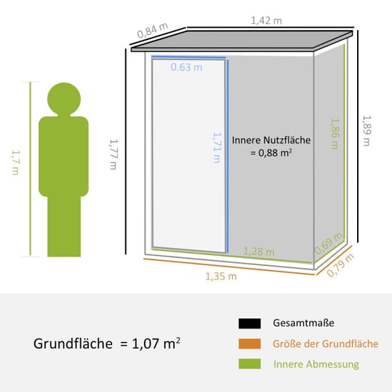 4goodz Outsunny stalen tuinkast balkonkast 84x142x189 cm grijs - Image 4