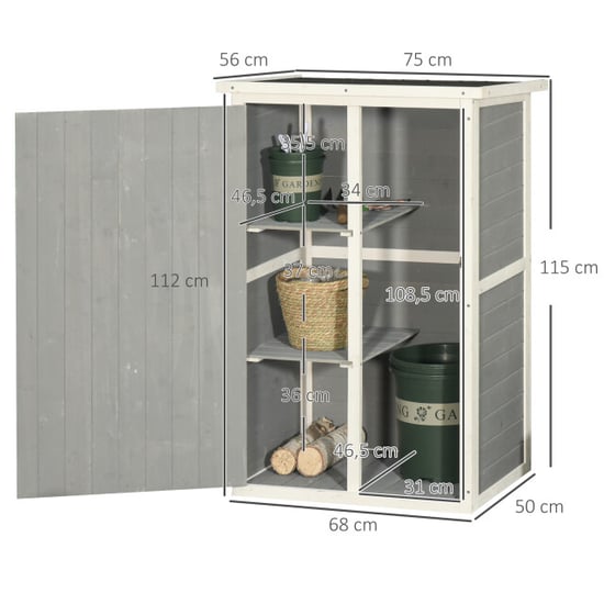 4goodz Outsunny tuinkast houten berging 56x75x115 cm /wit - Image 4