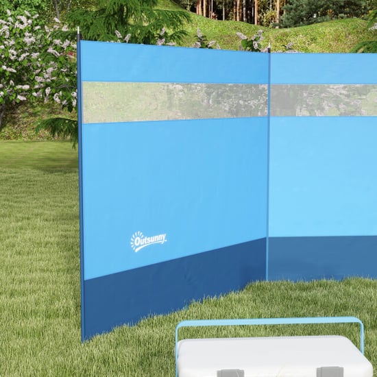 4goodz Outsunny windscherm met kijkvenster en draagtas, stalen palen, 440x140cm, - Image 4