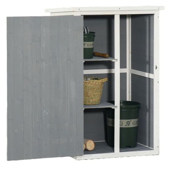 4goodz Outsunny tuinkast houten berging 56x75x115 cm /wit - Image 5
