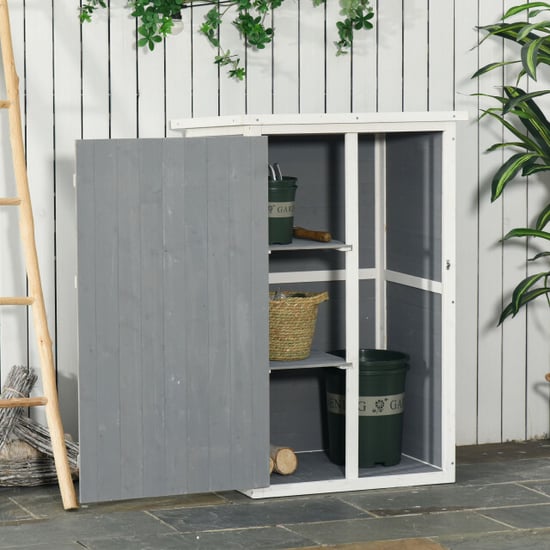 4goodz Outsunny tuinkast houten berging 56x75x115 cm /wit - Image 6