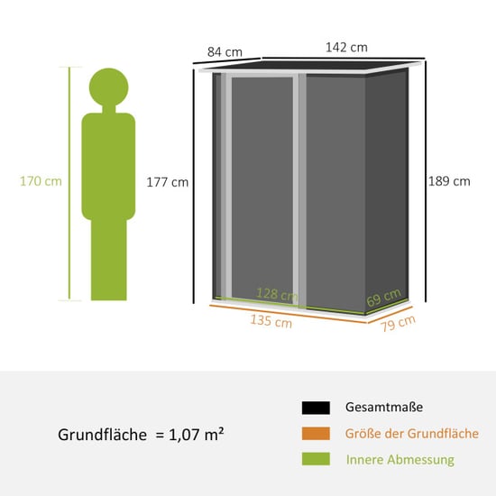 4goodz Outsunny stalen tuinkast balkonkast 84x142x189 cm - - Image 5