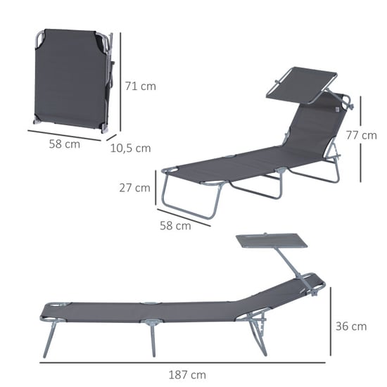 4goodz Ligbed opvouwbaar met zonnescherm inklapbaar 4 standen - - Image 3