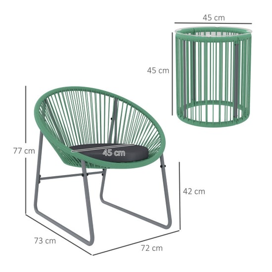4goodz Outsunny 3-delige tuinmeubelset bistroset kunststof-rattan met glazen - Image 2