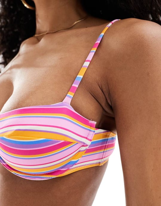 Bright Swimwear lola amalfi underwire stripe bikini top in pink - Image 3