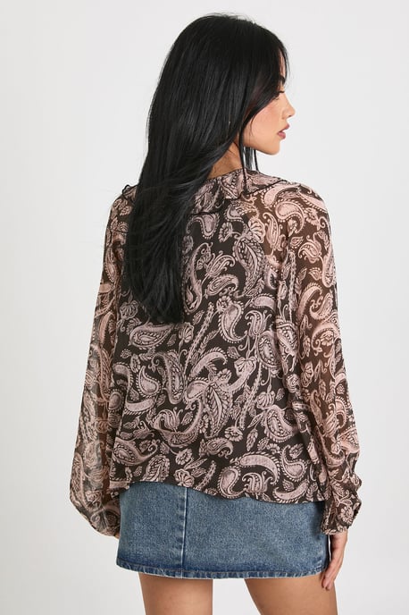 Paisley Ruffle Chiffon Blouse - Image 2
