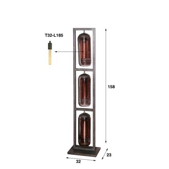Hoyz Hoyz vloerlamp tower 3l smoke glas artic zwart - Image 2