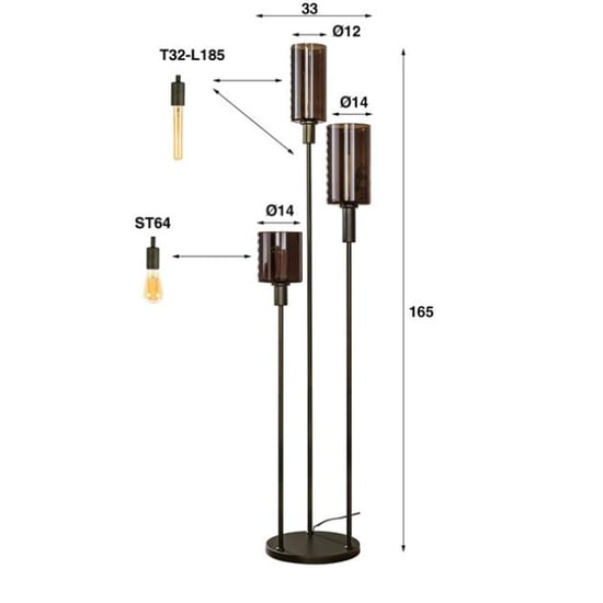 Hoyz vloerlamp sepiora getrapt 3-lichts sienna brown - Image 3