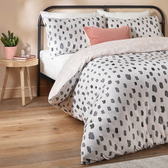 Duvet Day Robi Printed Soft Touch Duvet Cover Set, Double, Linen/Charcoal - Image 3