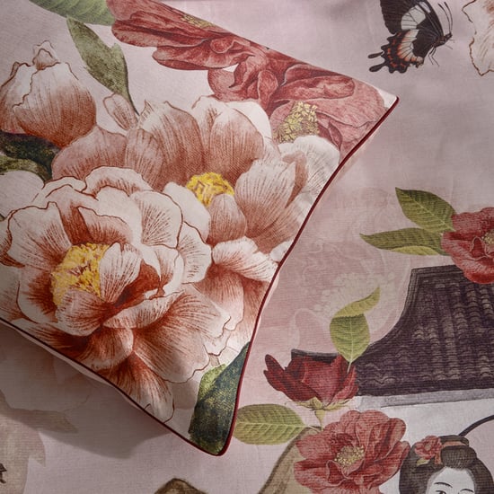 Botanical Riches Geisha 100% Cotton Duvet Cover Set, Super King, Blush - Image 3