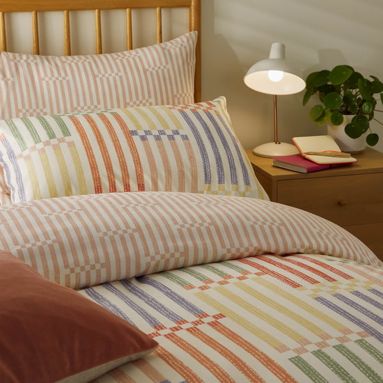 Duvet Day Madison Stripe Printed Soft Touch Duvet Cover Set, King, Multi/Apricot - Image 1
