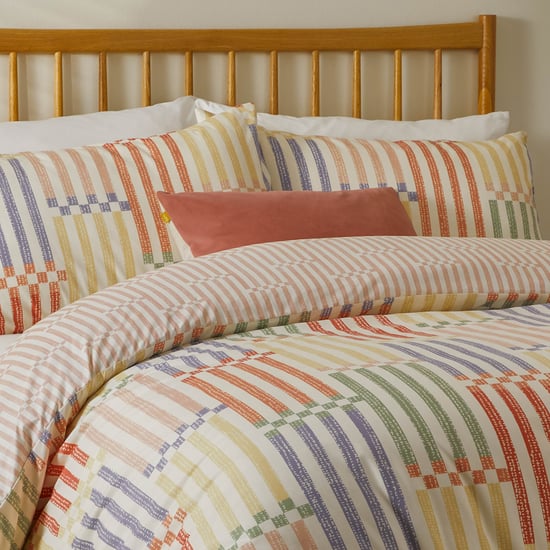 Duvet Day Madison Stripe Printed Soft Touch Duvet Cover Set, King, Multi/Apricot - Image 3