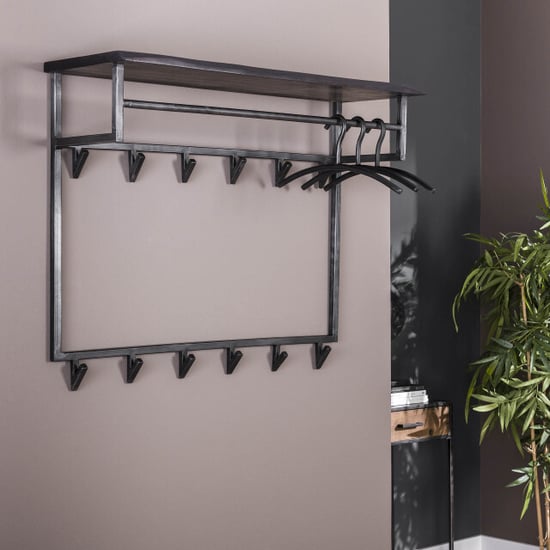 Hoyz Hoyz kapstok yucon hoog 12 haken hoedenplank massief acaciahout 100x30x80 - Image 3
