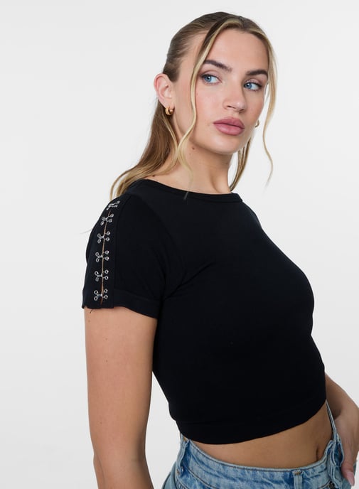 Hook & Eye Shoulder Detail Crop Top - Image 1