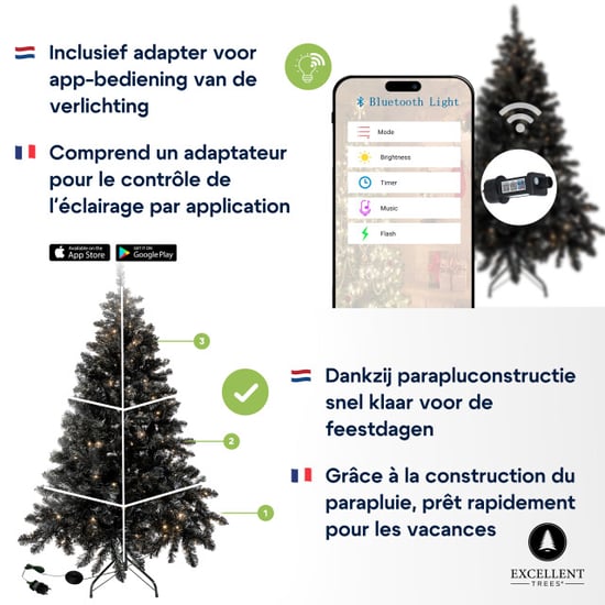 Excellent Trees Kerstboom ® led stavanger black 180 cm 350 lampjes - Image 2