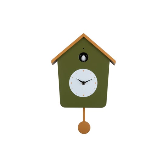 Karlsson wandklok cuckoo light army green & ochre yellow - Image 1