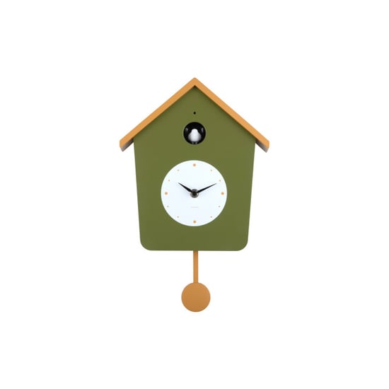 Karlsson wandklok cuckoo light army green & ochre yellow - Image 3