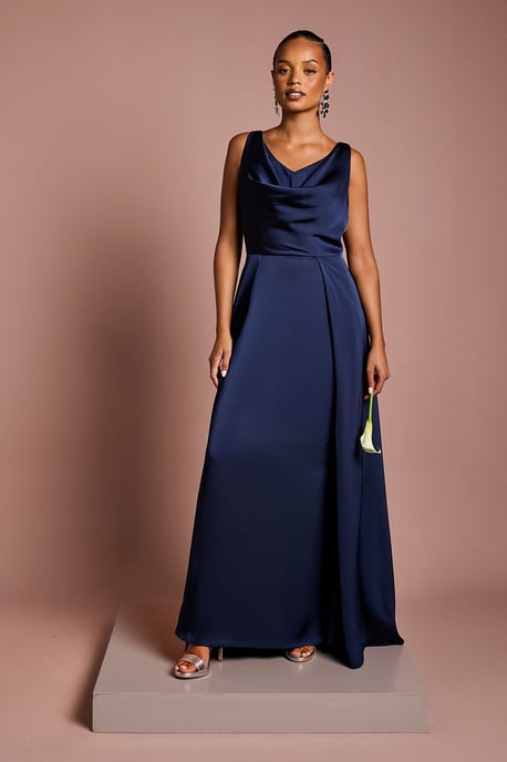 Coast Honoured Petite Sleeveless Cowl Neck Satin Maxi Bridesmaid Dress - Image 1
