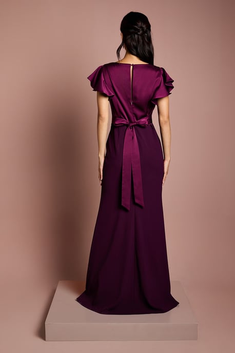 Coast Honoured V Neck Angel Short Sleeve Satin Maxi Bridesmaid Dress - Image 3
