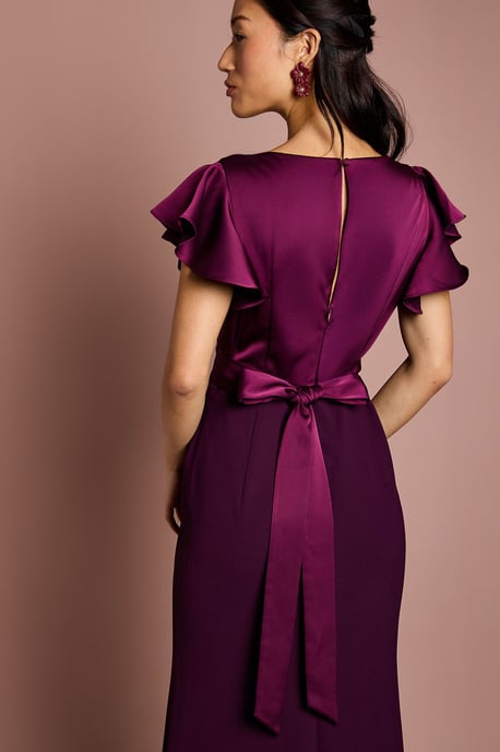Coast Honoured V Neck Angel Short Sleeve Satin Maxi Bridesmaid Dress - Image 4