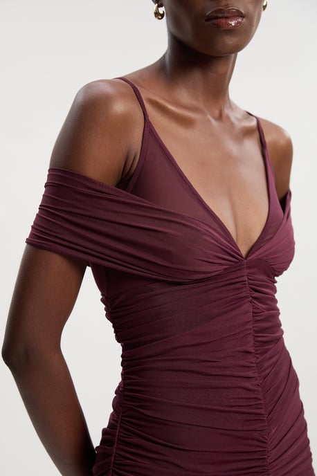 Mesh Plunge Strappy Detail Maxi Dress - Image 2