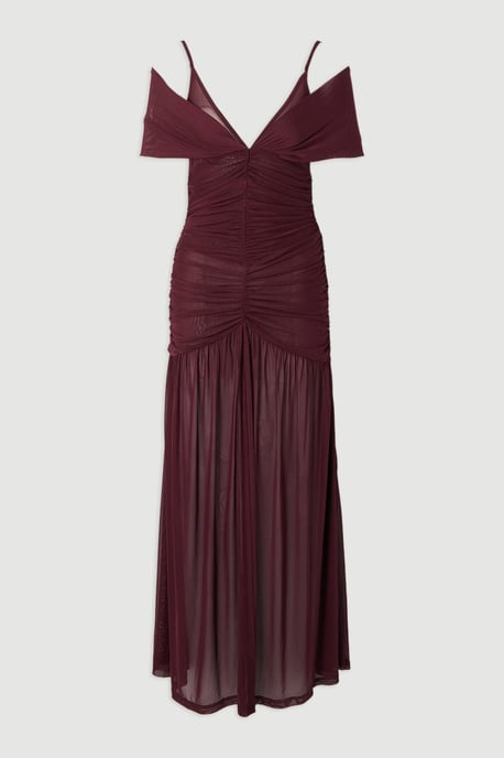 Mesh Plunge Strappy Detail Maxi Dress - Image 4