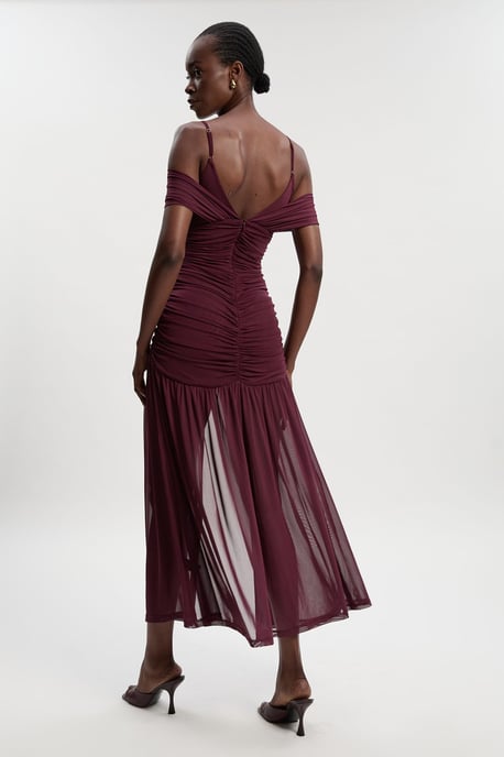 Mesh Plunge Strappy Detail Maxi Dress - Image 5