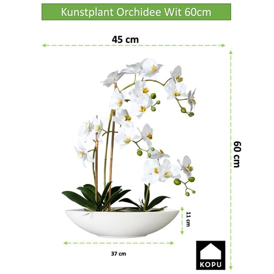 Kopu ® kunstbloem orchidee 60 cm met schaal ovaal phalenopsis - Image 2