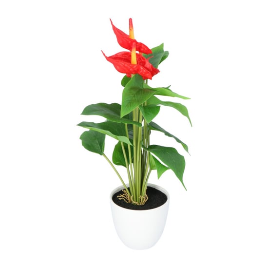 Kopu ® 2 stuks anthurium kunstplant 40 cm 3 bloemen flamingoplant - Image 2