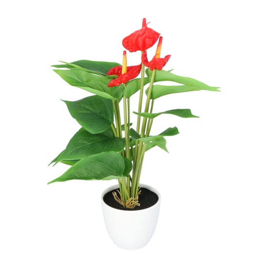 Kopu ® 2 stuks anthurium kunstplant 40 cm 3 bloemen flamingoplant - Image 3