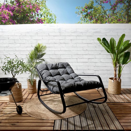 Casa di Elturo Schommel loungestoel voor buiten – zwart frame & kussens - Image 2