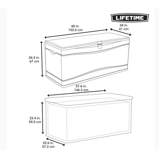 Lifetime Kunststof kussenbox 495l tuinkist 61x152x67cm licht - Image 5