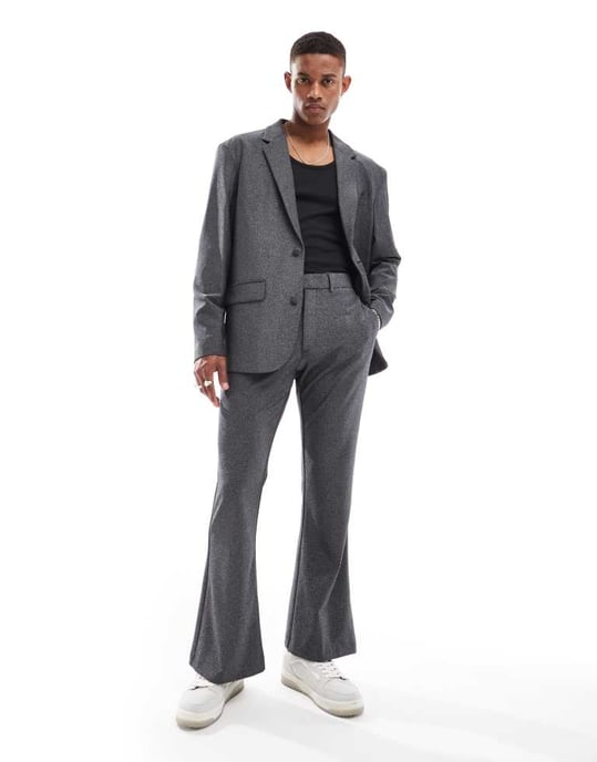 ASOS DESIGN oversized shimmer suit jacket in black - Image 4