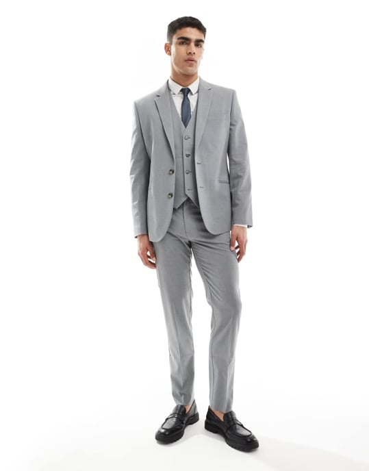 ASOS DESIGN slim suit jacket in grey - Image 4