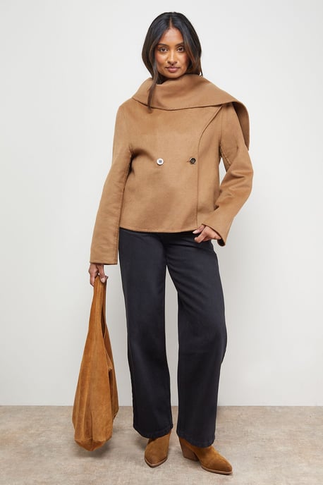 Hand Stitched Scarf Longline Jacket Coat - Image 1