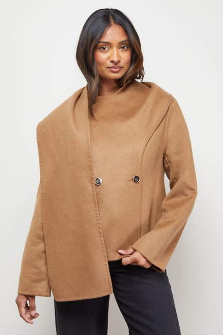 Hand Stitched Scarf Longline Jacket Coat - Image 2